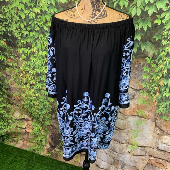 ALLISON JOY Black Off the Shoulder Dress, S - Picture 2 of 14